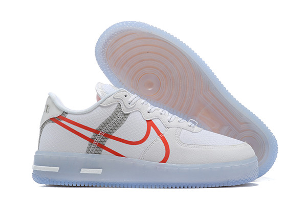 Women's Air Force 1 Low Top White/Red Shoes 042